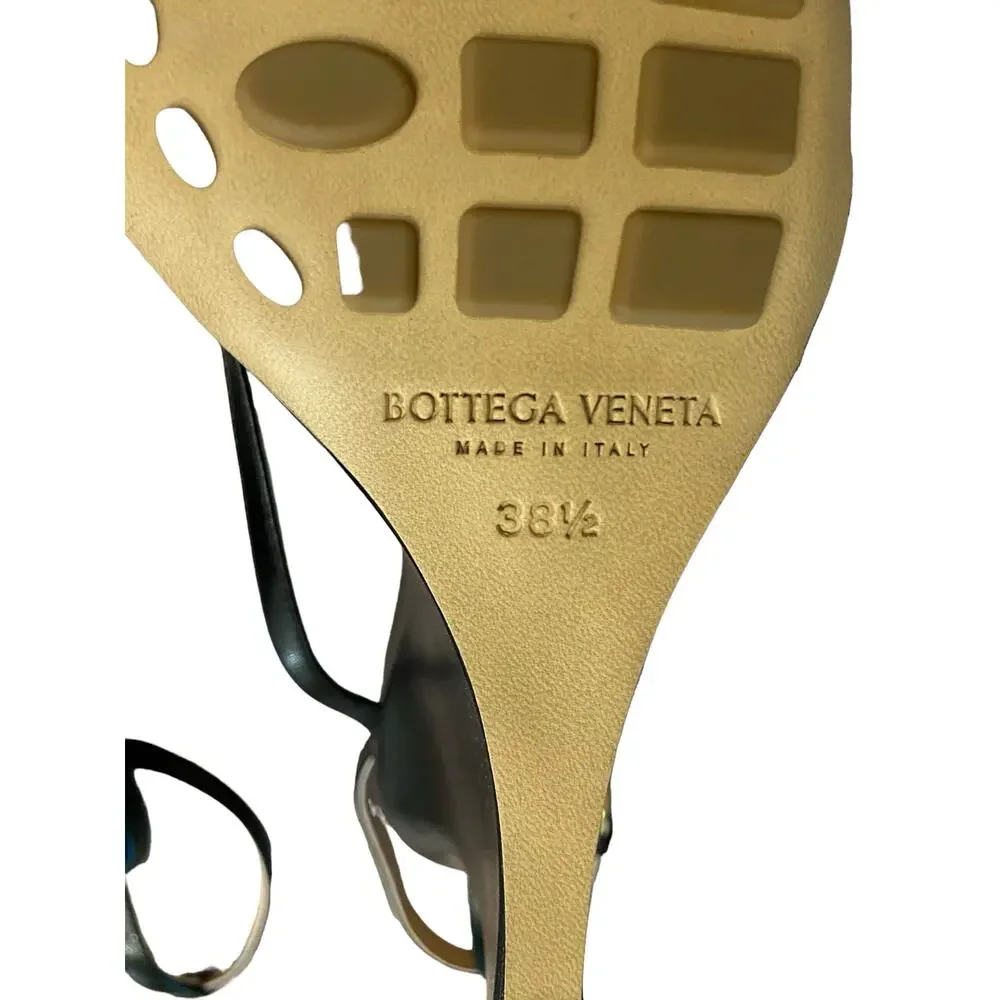 Bottega Veneta Leather Stretch Wedge Sandals Ankle Strap Square Toe 35.5/ US 5.5 - Picture 10 of 14